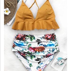 Cupshe High Waisted Floral Two Piece Swimsuit